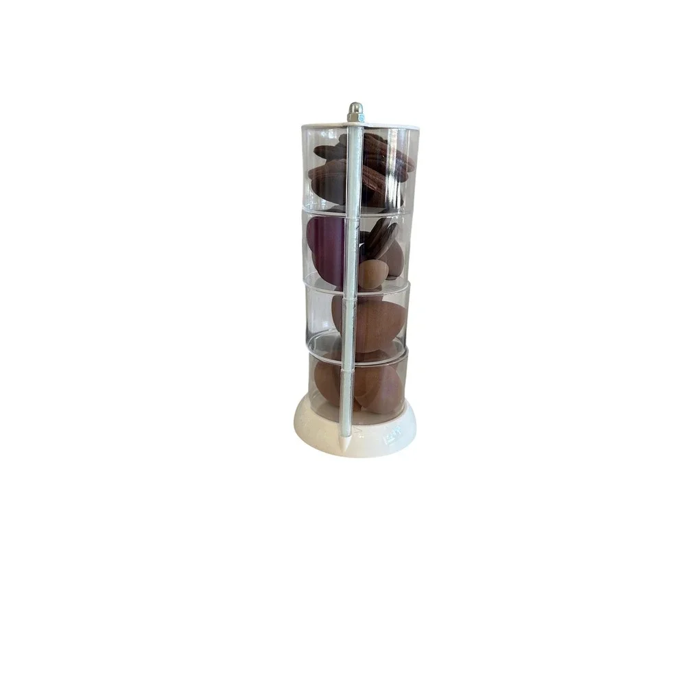 Makeup Brush Set‎ with Rotating Holder and Sponge Organizer